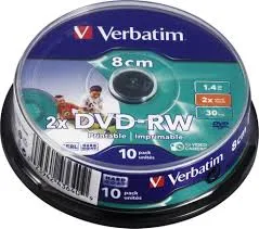 דיסק די וי די - ורבטים - מיני רב פעמי VERBATIM MINI DVD-RW 10 CAKE