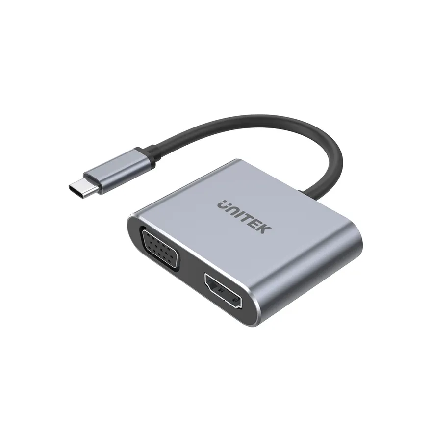 תחנת עגינה UNITEK TYPE-C to HDMI+VGA+C D1049A