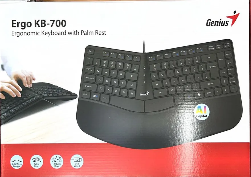 מקלדת ארגונומית חוטית Genius Ergo KB-700