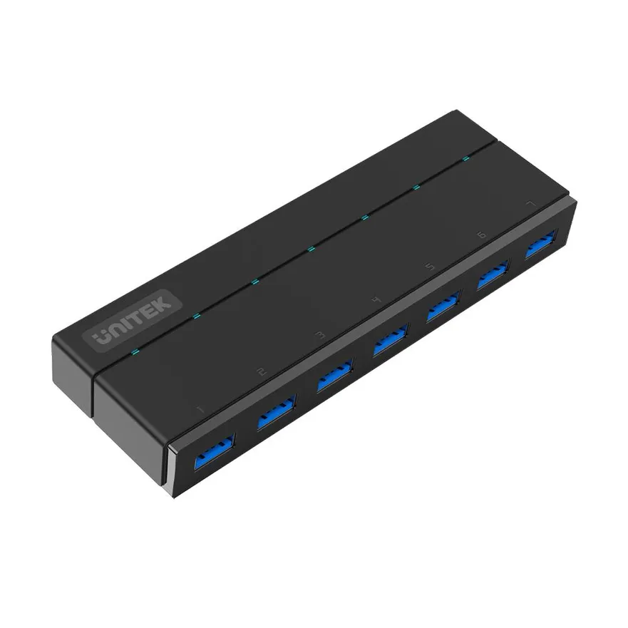 מפצל - יו אס בי - PROTEC 7 PORT USB 3.0 דגם Y-3184 כולל מתח