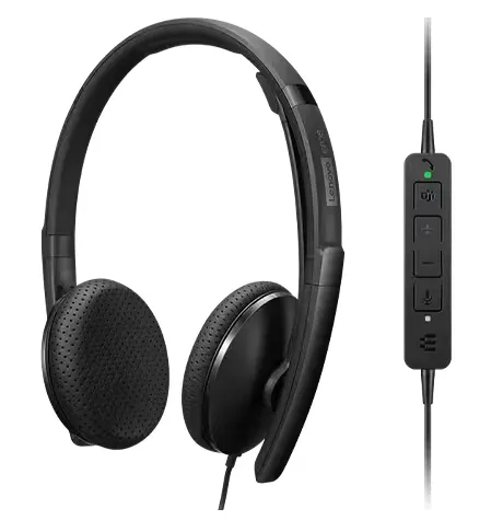 אוזניות חוטיות Lenovo Wired VoIP Headset | USB-C-to- USB-A